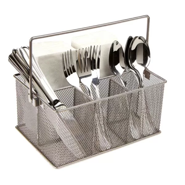 Mind Reader Silver Storage Basket/Holder for Kitchen Utensils and Office Supplies