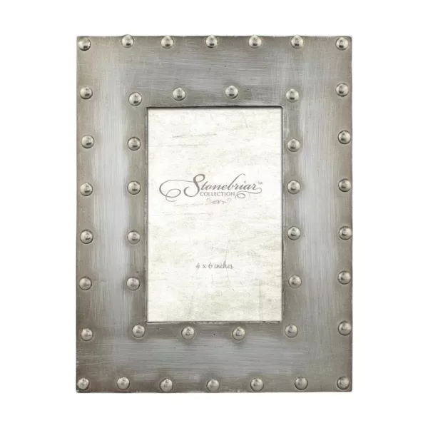 Stonebriar Collection 1-Opening 4 in. X 6 in. Silver with Rivet Detail Picture Frame