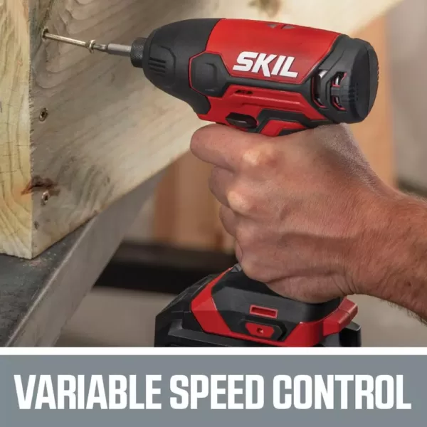 Skil PWRCORE 20-Volt Lithium-Ion Cordless 1/4 in. Hex Impact Driver Kit