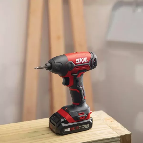 Skil PWRCORE 20-Volt Lithium-Ion Cordless 1/4 in. Hex Impact Driver Kit