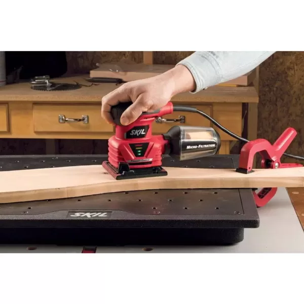 Skil 2 Amp Corded Electric 1/4 in. Sheet Palm Sander with Pressure Control and Micro Filtration Kit