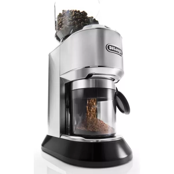 DeLonghi Dedica Stainless Steel Digital Conical Burr Grinder with 18 Grind Settings and Portafilter Adaptor - 12 oz.