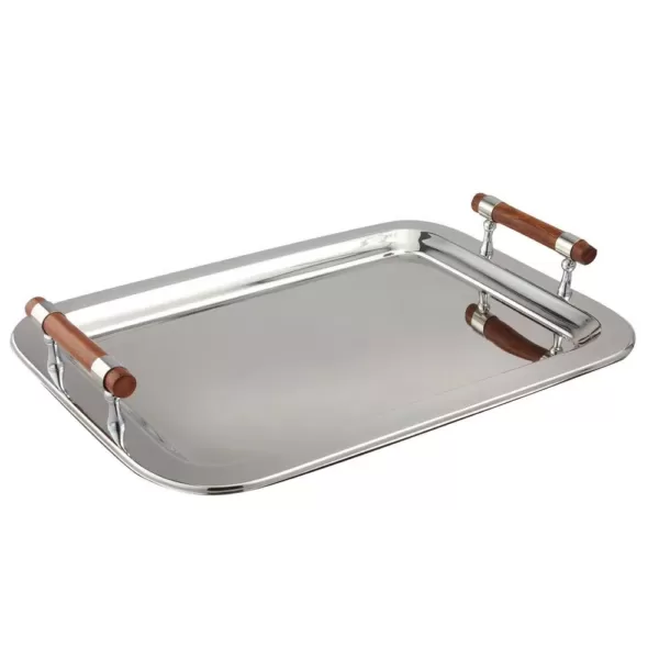 Elegance 22 in. x 15.5 in. Stainless Steel Rectangular Tray with Handles