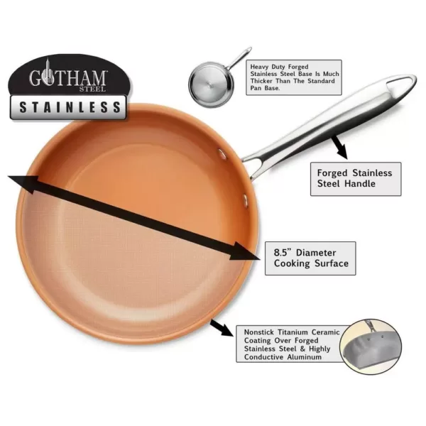 Gotham Steel 10 in. Stainless Steel Non-Stick Ti-Cerama Frying Pan