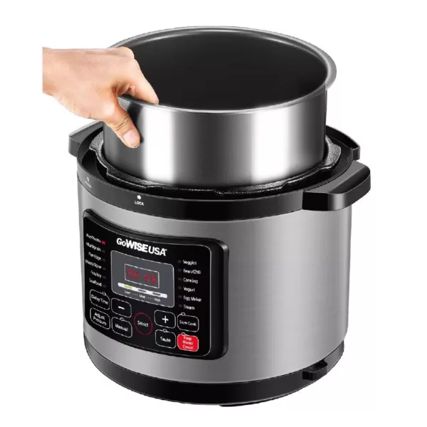 GoWISE USA 6 Qt. Stainless Steel Electric Pressure Cooker with Stainless Steel Pot