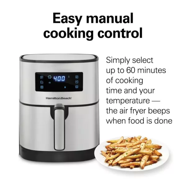 Hamilton Beach 5 Qt. Stainless Steel Digital Air Fryer with Nonstick Basket