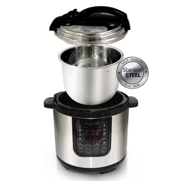 MegaChef 8 Qt. Stainless Steel Electric Pressure Cooker with Stainless Steel Pot