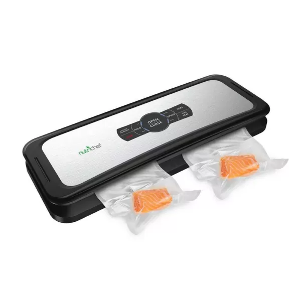 NutriChef White with Digital Scale 1-Touch Automatic Open and Close Food Vacuum Sealer Electric Air Sealing Preserver