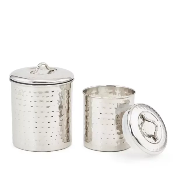 Old Dutch 1-1/2 Qt. and 1 Qt. Stainless Steel Hammered Canister Set (2-Piece)