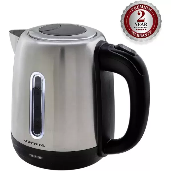 Ovente 5-Cup Stainless Steel Electric Kettle, BPA-Free, Concealed Heating Element, Auto Shut Off & Boil-Dry Protection