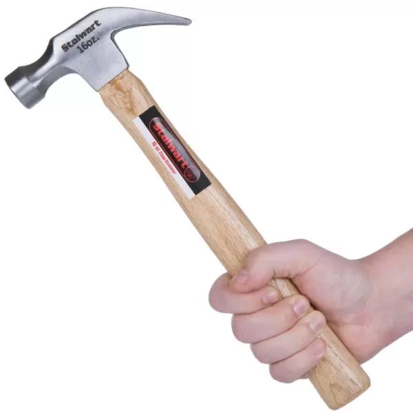 Stalwart 16 oz. Natural Hardwood Claw Hammer with a 10 in. Wooden Handle