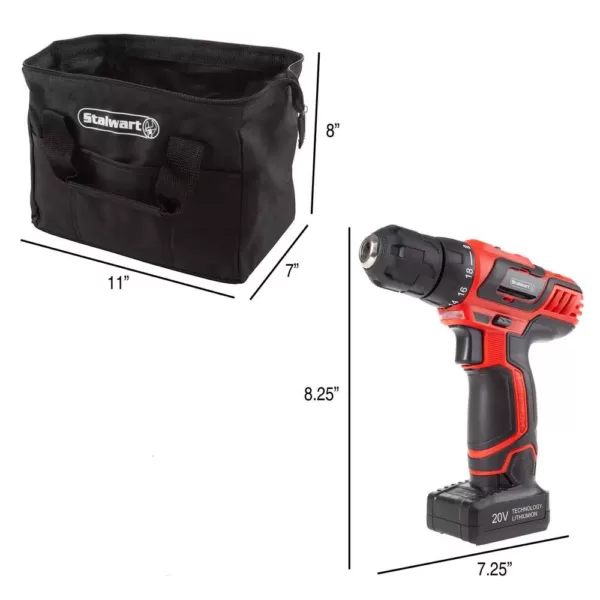 Stalwart 20-Volt Lithium-Ion Cordless 3/8 in. Power Drill (122-Piece)