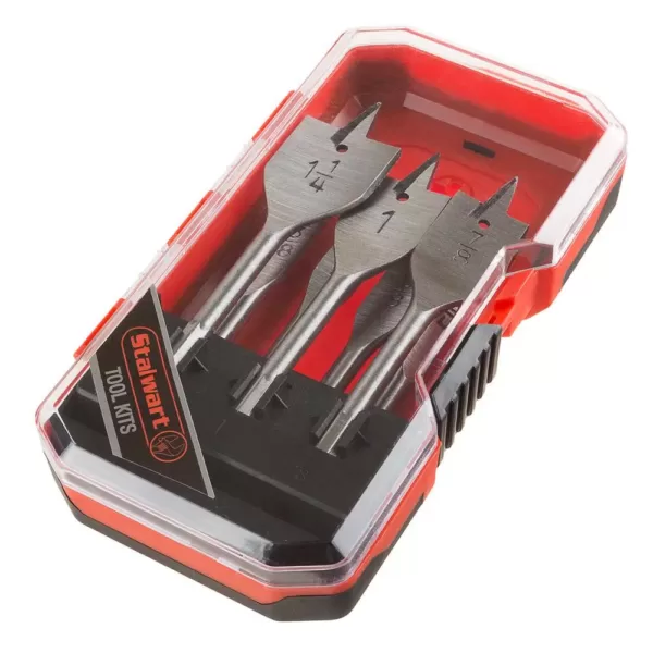 Stalwart Carbon Steel Spade Drill Bit Set with Case 7-Piece