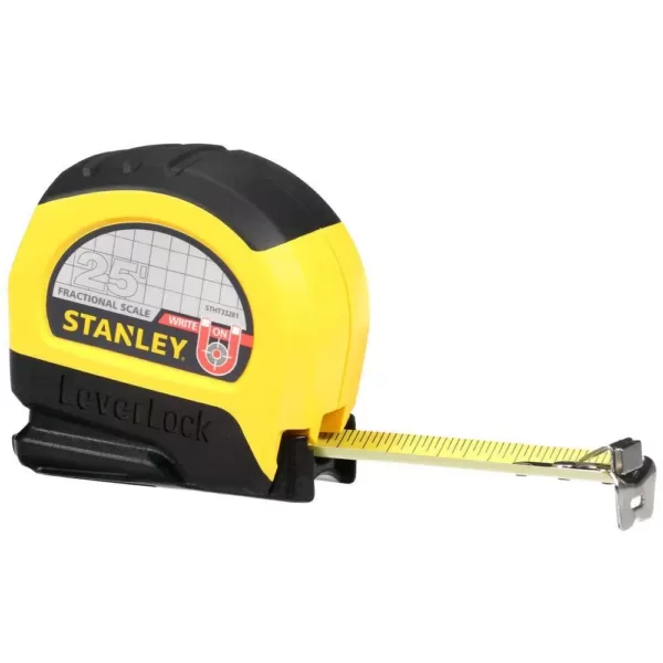 Stanley LeverLock 25 ft. x 1 in. Tape Measure with Fractional Scale