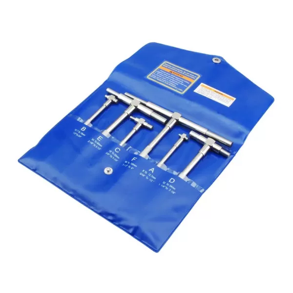 Steel Core Telescoping Gauge Set 5/16 in. - 6 in. Range Micrometer Precision T-Bore Hole Gauge (6-Piece)