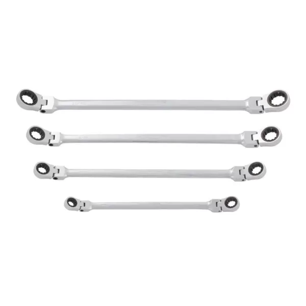 Steelman SAE Double Box-End Flexible Universal Spline Reversible Ratcheting Wrench Set (4-Piece)