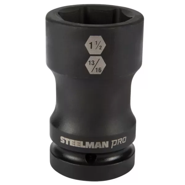 STEELMAN PRO 1 in. Drive Impact 1-1/2 in. x 13/16 in. Budd Wheel Hex and Square Combo Socket