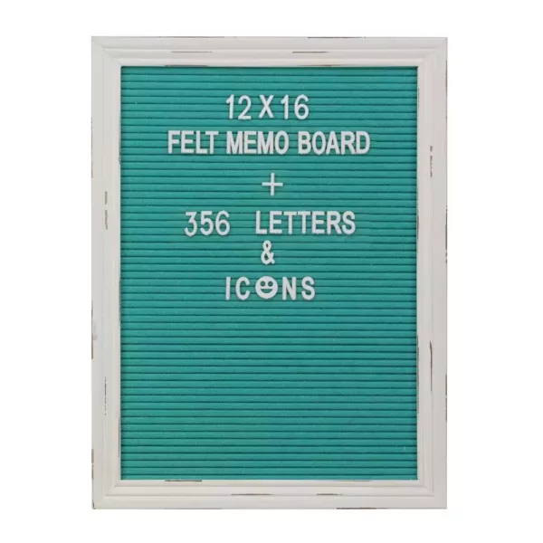 Stonebriar Collection Turquoise Felt Memo Board with White Wash Wooden