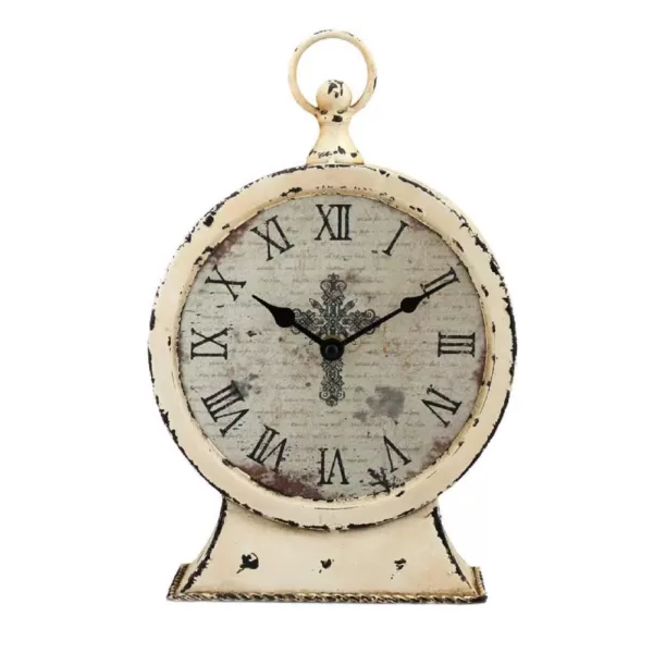 Stonebriar Collection 12.5 in. x 3 in. Faith Round Tabletop Clock