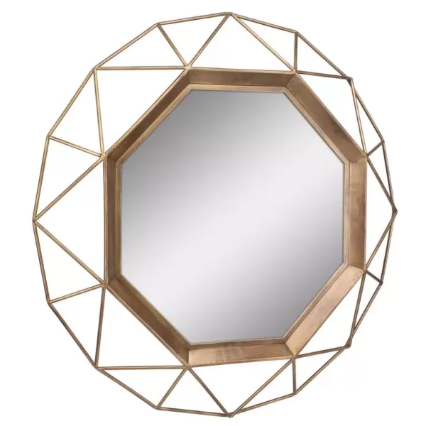 Stonebriar Collection Medium Round Gold Art Deco Mirror (29.75 in. H x 29.75 in. W)