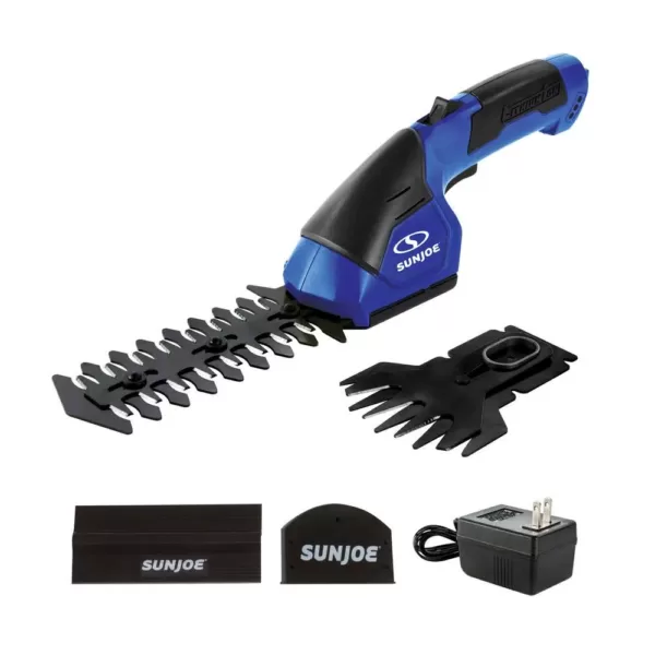 Sun Joe 7.2-Volt Cordless Electric 2-in-1 Grass Shear and Hedge Trimmer, Blue