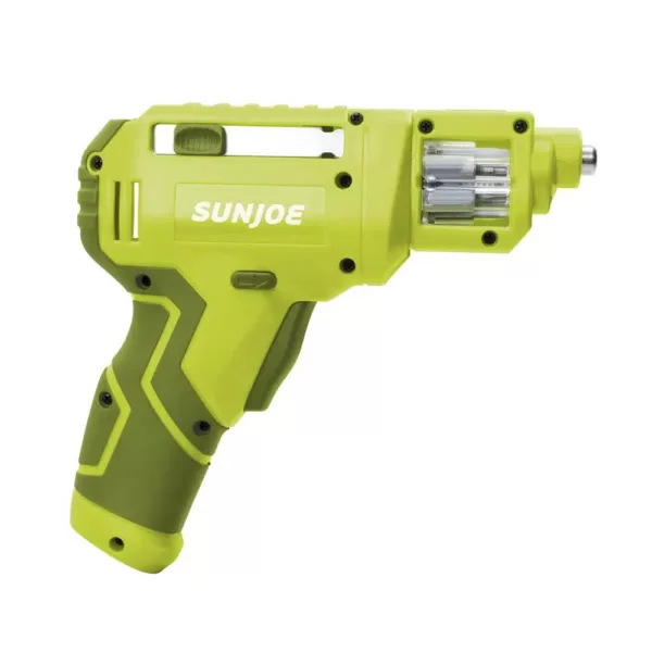 Sun Joe 4-volt Max Lithium-Ion Cordless Rechargeable Power Screwdriver with Quick Change Bit System