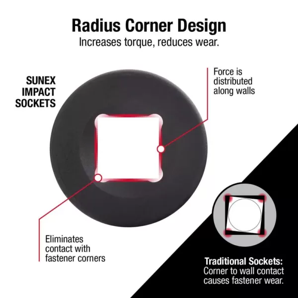SUNEX TOOLS 1/2 in. Wobble Drive Extension Impact Socket Set (4-Piece)
