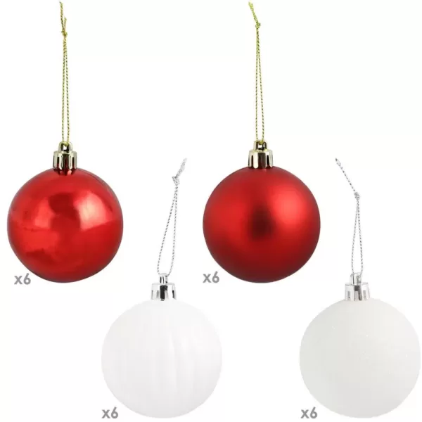 Sunnydaze Decor Red and White Merry Medley Plastic Ornament Set (24-Piece)