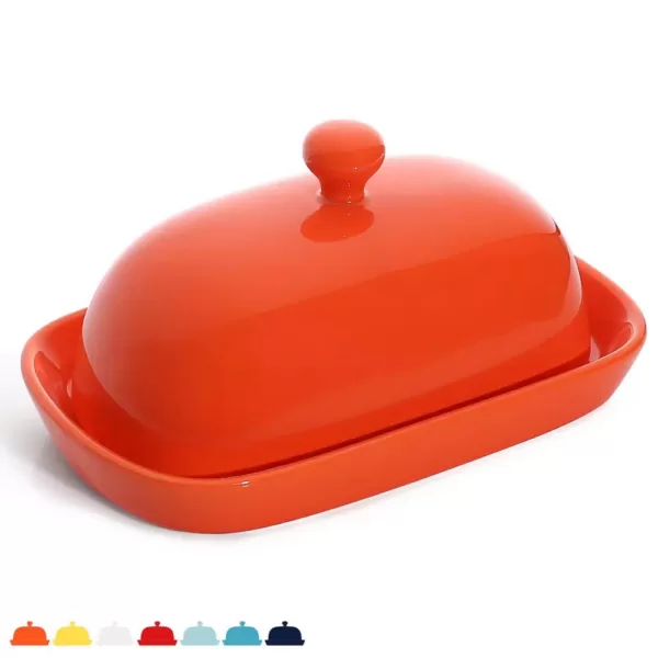 Sweese Porcelain Cute Butter Dish with Lid - Orange, Set of 1