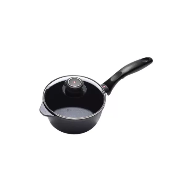 Swiss Diamond Classic Series 1.4 qt. Cast Aluminum Nonstick Sauce Pan in Gray with Glass Lid