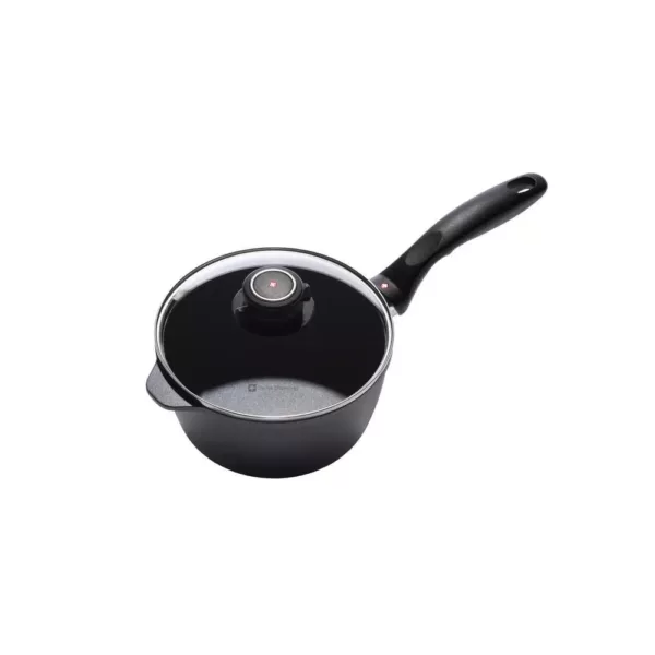 Swiss Diamond Classic Series 2.2 qt. Cast Aluminum Nonstick Sauce Pan in Gray with Glass Lid