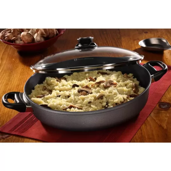 Swiss Diamond Classic Series 4.8 qt. Cast Aluminum Nonstick Saute Pan in Gray with Glass Lid