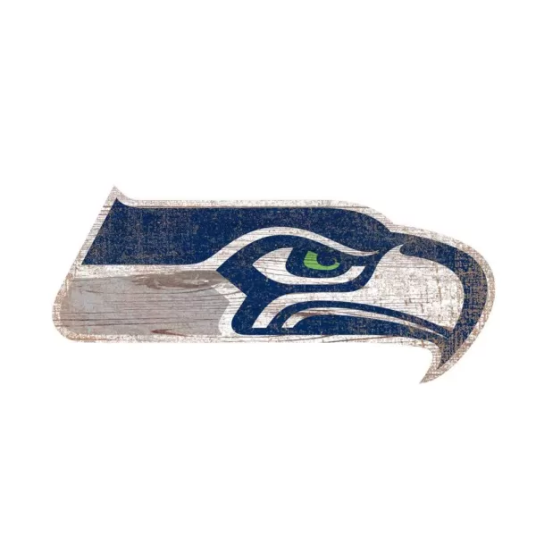 Adventure Furniture NFL Indoor Seattle Seahawks Distressed Logo Cutout Wood Sign