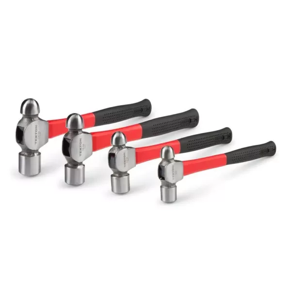 TEKTON 8, 12, 16, 24 oz. Ball Peen Hammer Set (4-Piece)