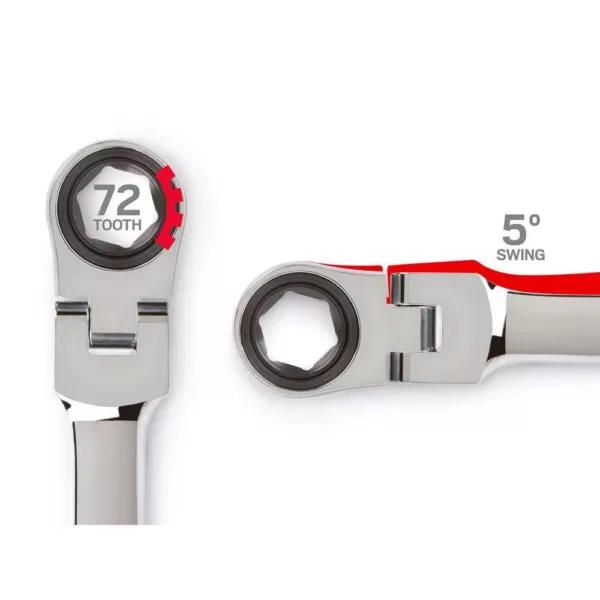 TEKTON 8 mm x 10 mm Flex-Head Ratcheting Box End Wrench