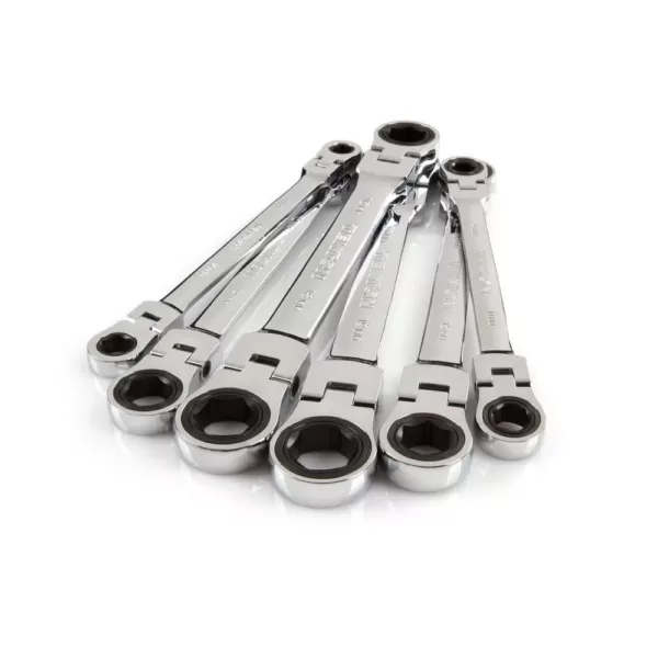 TEKTON 8-19 mm Flex-Head Ratcheting Box End Wrench Set (6-Piece)