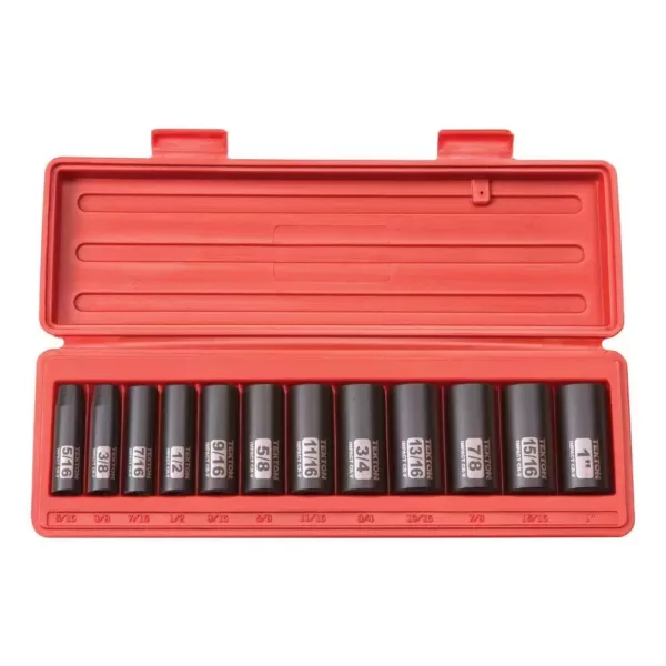 TEKTON 3/8 in. Drive 5/16-1 in. 6-Point Deep Impact Socket Set (12-Piece)