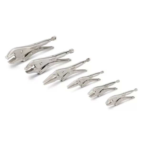 TEKTON Straight, Curved, Long Nose Locking Pliers Set (6-Piece)