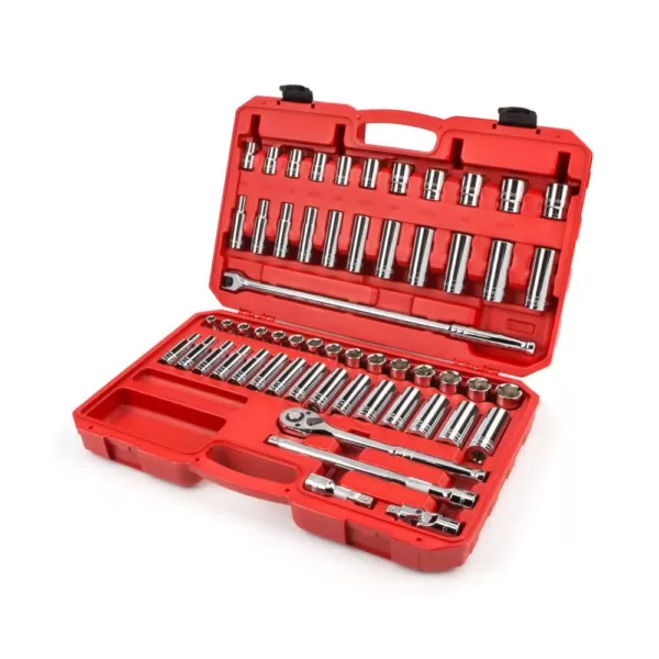 TEKTON 1/2 in. Drive 3/8-1 in., 10-24 mm 6-Point Socket Set (58-Piece)