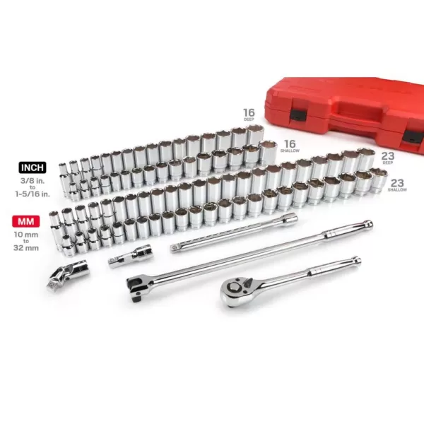 TEKTON 1/2 in. Drive 3/8 - 1-5/16 in., 10-32 mm 6-Point Socket Set (84-Piece)