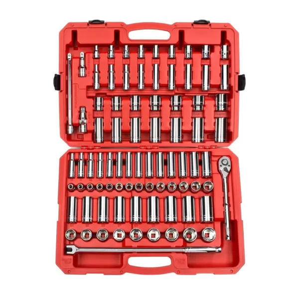 TEKTON 1/2 in. Drive 3/8 - 1-5/16 in., 10-32 mm 6-Point Socket Set (84-Piece)