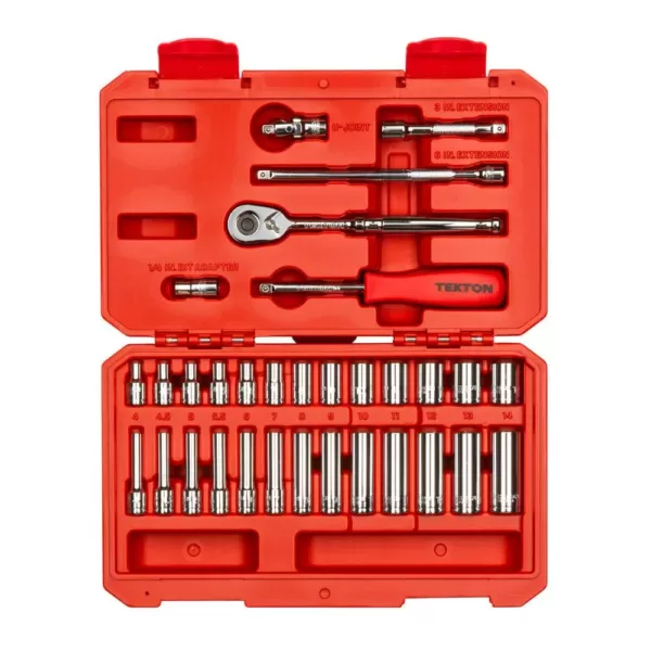 TEKTON 1/4 in. Drive 6-Point Socket and Ratchet Set (33-Piece)