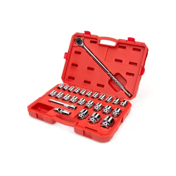 TEKTON 3/4 in. Drive 12-Point Socket and Ratchet Set 19 mm to 50 mm (27-Piece)