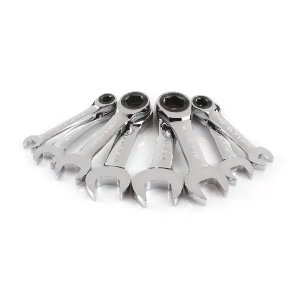 TEKTON 5/16-3/4 in. Stubby Ratcheting Combination Wrench Set (8-Piece)