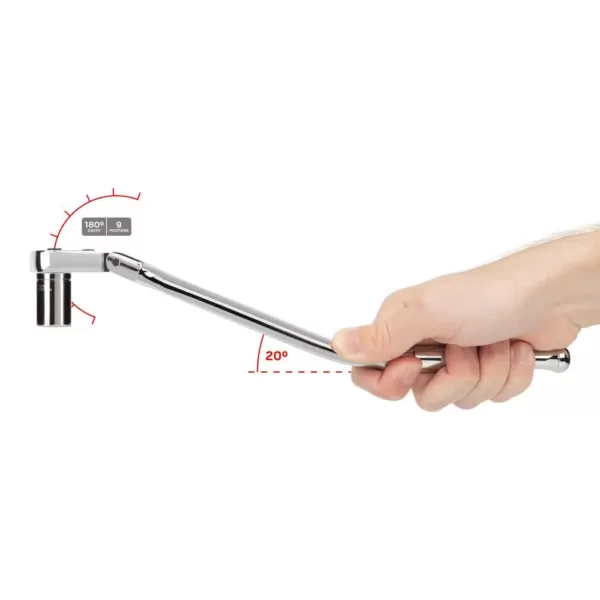 TEKTON 3/8 in. Drive x 12 in. Flex Head Quick-Release Bent Handle Ratchet