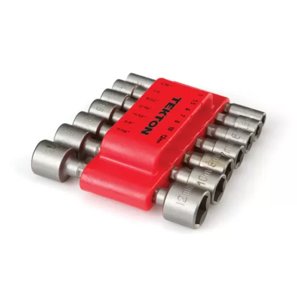 TEKTON 3/16-7/16 in., 5-12 mm Quick-Change Power Nut Driver Bit Set (14-Piece)