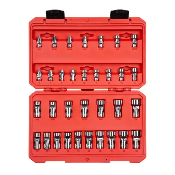 TEKTON 1/4, 3/8 in. Drive Universal Joint Socket Set (33-Piece)