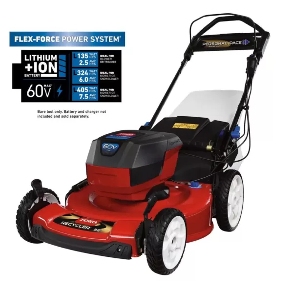 Toro 22 in. Recycler 60-Volt Max Lithium-Ion Cordless Battery Walk Behind Personal Pace Mower - Battery/Charger Not Included