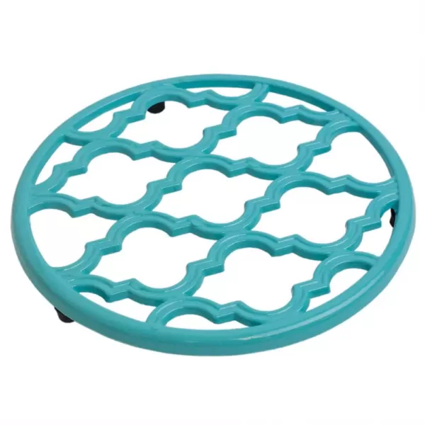 Home Basics Lattice Cast Iron Turquoise Trivet (Set of 2)