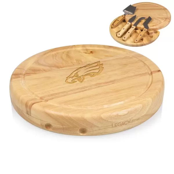 TOSCANA Philadelphia Eagles Circo Wood Cheese Board Set with Tools